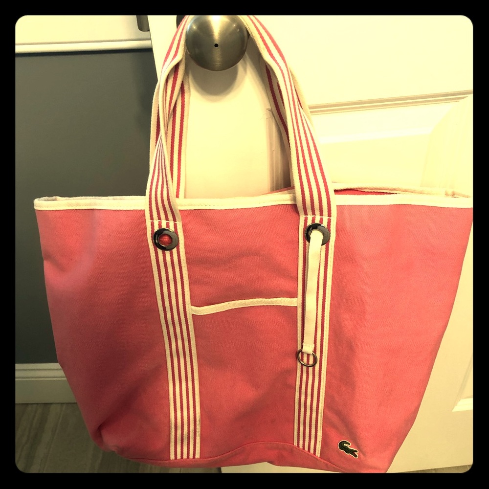 Lacoste Biarritz Pink Cotton Canvas Tote Bag